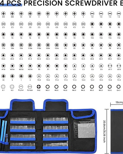 Precision Screwdriver Set, 168 Pcs Small Screwdriver Set with Ergonomic & Retractable Handle, Flexible Shaft, Strong Magnetic Design for iPhone, MacBook, Laptop, PC, Game Console