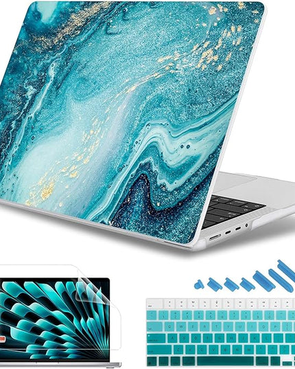 May Chen Case for MacBook Pro 14 inch, Models A2442 A2779 A2918 A2992 A3401 A3185 A3112 A3434, M1 M2 M3 M4 M5 Chip (2021-2025 Release), Plastic Hard Shell Case with Keyboard Cover, Blue Marble