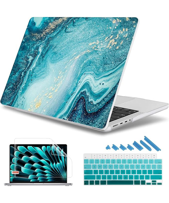 May Chen Case for MacBook Pro 14 inch, Models A2442 A2779 A2918 A2992 A3401 A3185 A3112 A3434, M1 M2 M3 M4 M5 Chip (2021-2025 Release), Plastic Hard Shell Case with Keyboard Cover, Blue Marble