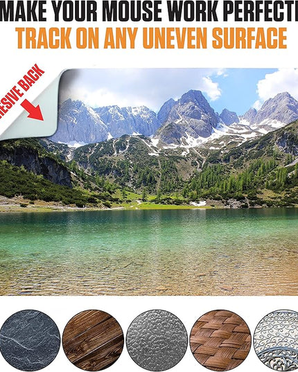 Adhesive Mouse Pad - Peel and Sticks to Any Surface - Travel Mouse Pad, Sticky for Any Surface - Excellent Tracking - Mountain Lake