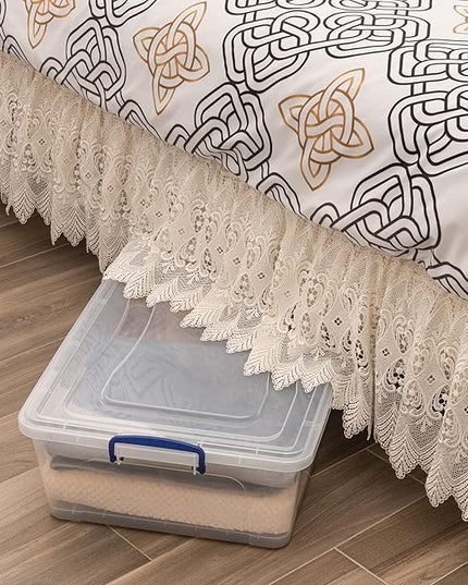Superio Storage Bins with Lids- Clear Boxes for Organizing, Stackable Plastic Containers- BPA Free, Non-Toxic, Odor Free, Organizer for Home, Office, Dorm (8 Pack, 42 Qt (Under Bed-Wheeled))