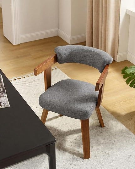 Fat Ant Office Chair No Wheels Mid Century Modern Desk Chair Fabric Upholstered Arm Chair Swivel Home Office Desk Chair with Wood Legs for Small Spaces Home Office Living Room Bedroom Study Dark Grey