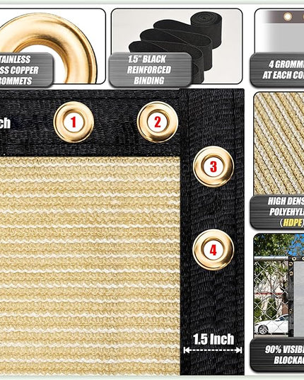 ColourTree Customized Size 6' Black and White Fence Screen Privacy Screen Heavy Duty Cable Zip Ties Included