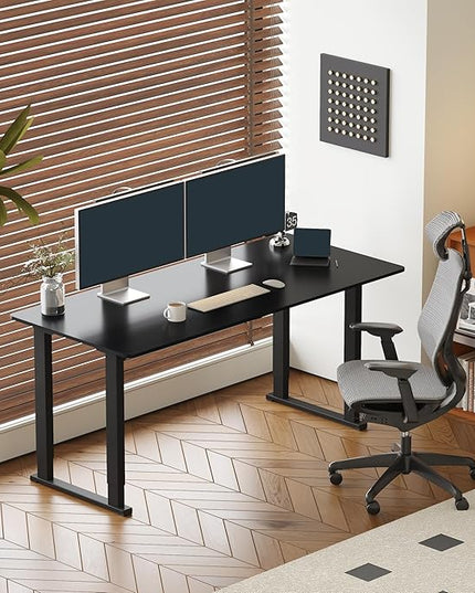 SANODESK 4-Leg Standing Desk, Electric Height Adjustable Desk with Memory Presets for Home Office, Stand up Desk Computer Workstation, 71x32 Inches Black