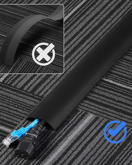 Floor Cord Cover 4ft, Maple Wood Cord Hider Floor Hide Extension Cords, Floor Cable Management Floor Cable Cover Wire Covers for Cords, Cable Protector Cord Cavity W0.6in x H0.32in