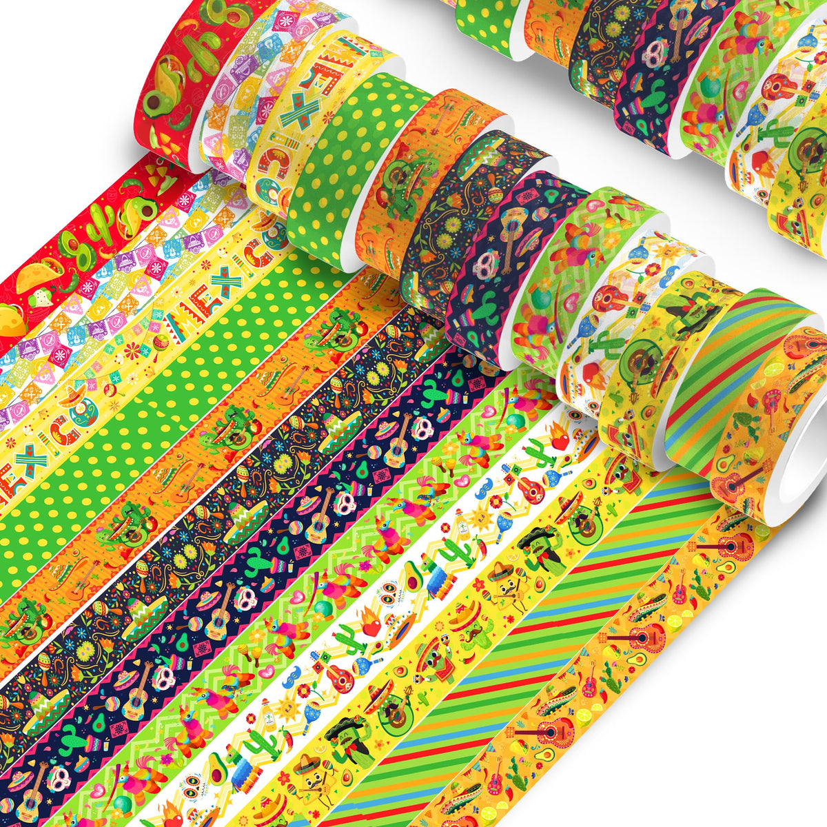 MOZUI Mexican Fiesta Washi Tape 12 Rolls Mexican Fiesta Washi Tape Masking Decorative Cinco De Mayo Washi Tape for DIY Craft Gift Wrapping Handbook Sticker Scrapbook Journaling Party Favor