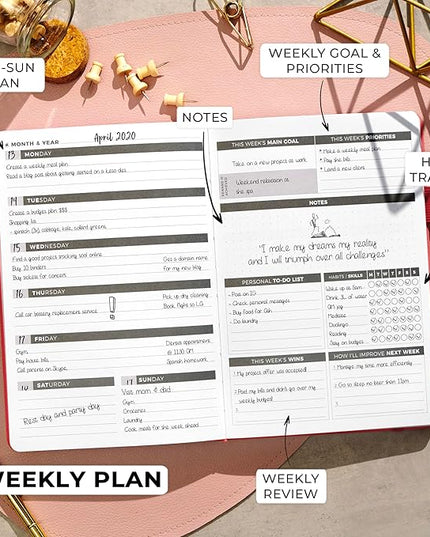 Clever Fox Planner – Undated Weekly & Monthly Planner for Productivity, Time Management & Goals – Organizer Journal – A5 (Red)