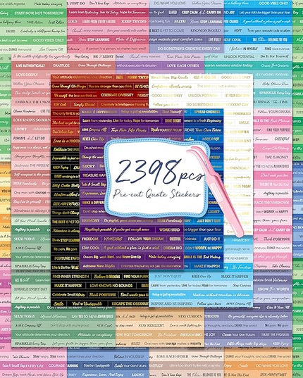 2398PCS Quote Stickers, Gold Foil Word Phrase Stickers for Junk Journal, Pre-Cut Motivational Inspirational Small Talk Labels for Scrapbook, DIY Craft Card Making (50 Sheets)