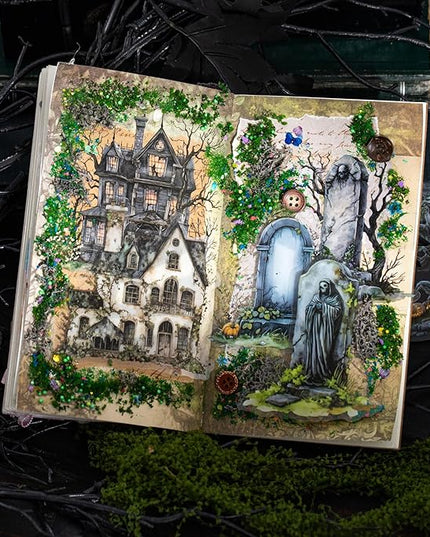 AuriicLeaf Gothic PET Sticker Set, 60PCS Abandoned City Theme Stickers for Scrapbooking, Journaling, DIY Crafts and Planner Supplies