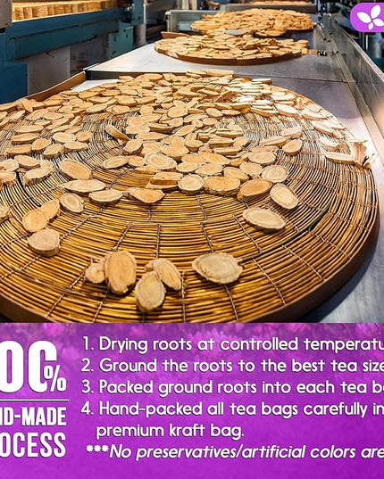 FreshDrinkUS, Premium 75 Astragalus Root Tea Bags, 100% Natural & Pure from Astragalus Root Herbal Tea. Made with Natural Material Tea Bags. No Sugar, No Caffeine, No Gluten, Vegan.