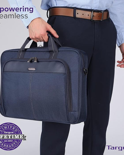 Targus Classic Slim Laptop Bag - Ergonomic Briefcase and Messenger Bag - Spacious Foam Padded for Laptops and Under