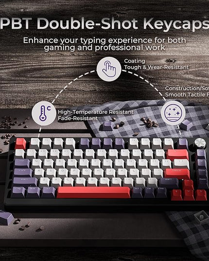 XVX Shine Through Keycaps -133 Keys Cherry Profile Double Shot PBT Keycaps Compatible for 60%/75%/100% Retro Gaming Mechanical Keyboard-Vintage Red