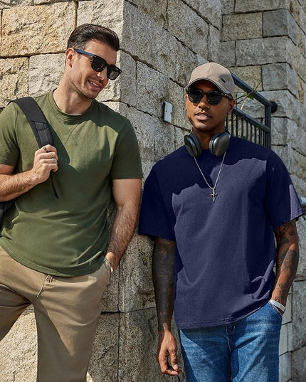 COOFANDY Men's Cotton T-Shirts Oversized Shirt Short Sleeves Streetwear Loose Fit Summer Tee Tops Washed Basic Unisex Shirts