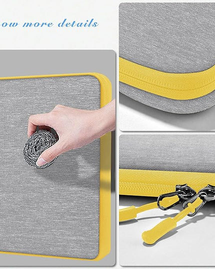 Slim Laptop Case 13.3 14 inch Sleeve, Rainproof & Shockproof Carrying Case for Notebooks Compatible with MacBook Pro 14" and All Models 13.3" MacBook Air/Pro, Most Popular 13"-14" PC,Gray-Yellow