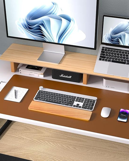 Aothia Leather Desk Pad Protector, Mouse Pad, Office Desk Mat, Non-Slip PU Leather Desk Blotter, Laptop Desk Pad, Waterproof Desk Writing Pad for Office and Home (Brown,23.6" x 13.7")
