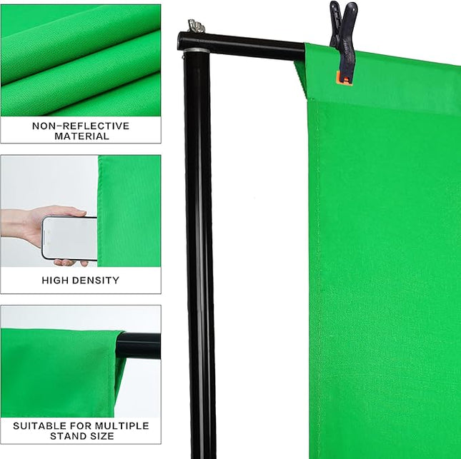 GFCC Green Screen Backdrop Background - 7x10FT Photography Backdrop Photo Background Screen for Video Recording Greenscreen Picture Photoshoot