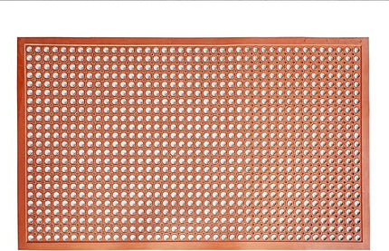 New Star Foodservice 54521 Commercial Grade Grease Resistant Anti-Fatigue Rubber Floor Mat, 36" x 60", Red