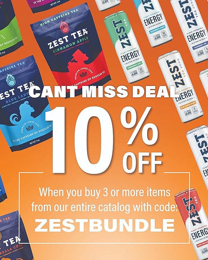 Zest Energy Black Tea - Spicy Masala Chai - High Caffeine Cardamom Ginger Tea with Cinnamon, Cloves & Vanilla Chai - Caffeinated Coffee Alternative - Natural, Non-GMO & Keto - 15Ct Box - 150mg Caf