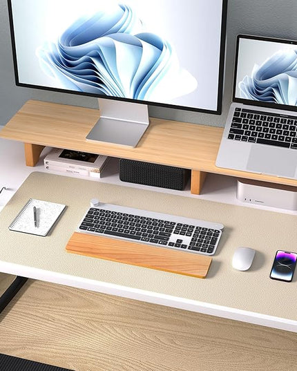 Aothia Leather Desk Pad Protector, Office Mat, Large Mouse Pad, Non-Slip PU Leather Blotter, Laptop Desk Pad, Waterproof Writing Pad for Office and Home (Beige, 31.5" x 15.7")