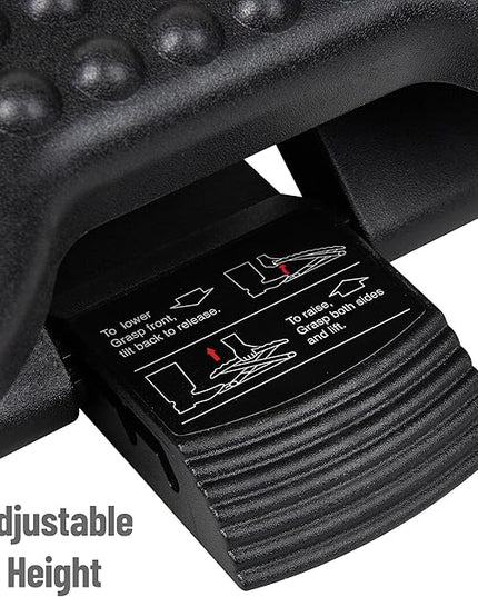 Mind Reader Foot Rest, Under Desk at Work, Ergonomic, Height Adjustable, Office, Plastic, 17"L x 13"W x 6.25"H, Black