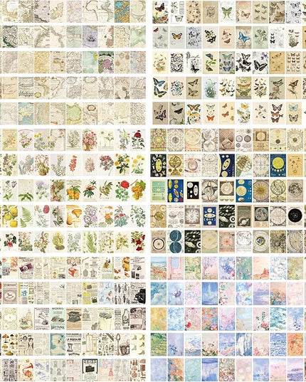 6 Sets 300 Pcs Washi Stickers Set Vintage Aesthetic Sticker Book for Journaling Decorative Scrapbook Floral Paper Sticker Kit for Scrapbooking, Bullet Journal, Art Craft Gifts, Notebook Making