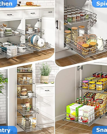 WelFurGeer Soft Close Slide Out Cabinet Shelf, 20" W x 22" D Pull Out Drawers for Kitchen Cabinets, Kitchen Shelf Organizer, Cupboard Organizers and Storage, Under Cabinet Pull Out Shelves