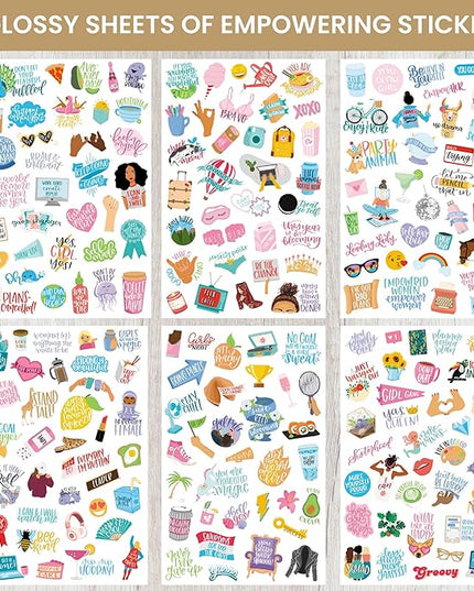 bloom daily planners Female Empowerment Planner Stickers - Variety Pack for Planning, Decorating, & Scrapbooking - 6 Sheets / 205 Girl Power Themed Stickers