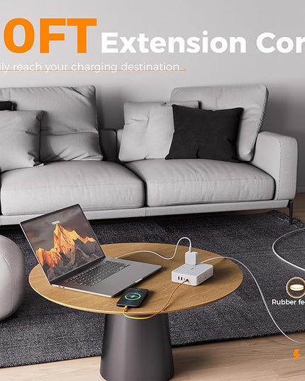 TESSAN Extension Cord 10 ft Surge Protector Power Strip, 12 Outlet Extender with 4 USB (2 USB C), 1800 Joules Protection, Flat Plug, Flat Extension Cord with Multiple Outlets, for Home, Office, Dorm