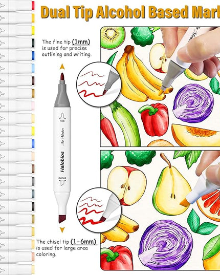 80 Alcohol Markers, Dual Tip Fine & Broad Drawing Markers Alcohol Marker Set with Case, Art Marker for Student Adults Coloring Artists Drawing Sketching Card Making and Illustration