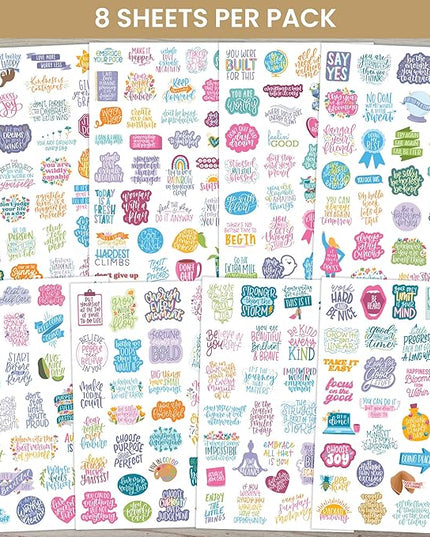 bloom daily planners Inspirational & Motivational Quotes Planner Stickers (8 Sheets / 200+ Stickers) - Hand-Lettered Positive Cute Aesthetic Quotes for Decorating Organizers, Scrapbooks, Laptops, etc.