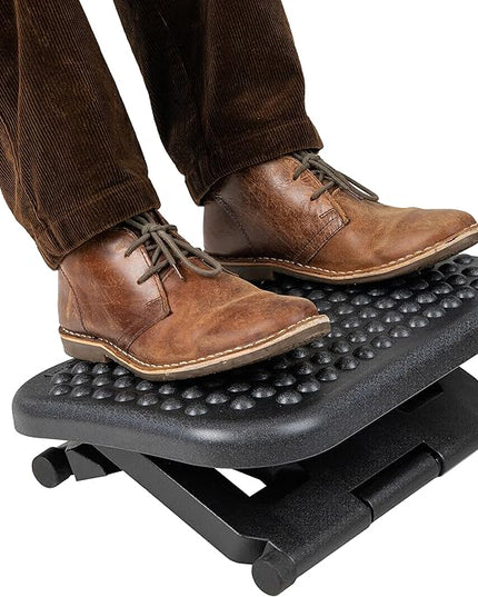 Mind Reader Foot Rest, Under Desk at Work, Ergonomic, Height Adjustable, Office, Plastic, 17"L x 13"W x 6.25"H, Black