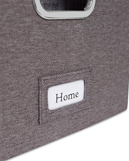 Internet's Best Collapsible File Storage Organizer with Lid - Decorative Linen Filing & Storage Office Box – Hanging Letter/Legal Folder – Home Office Bins Cabinet – Grey Container - 2 Pack