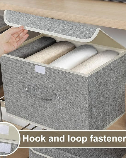 Fabric Storage Bins Cube Organizers with Flip-Top Lid and Handles,Storage Boxes for Organizing Home,Office,and Closet,Grey,3 Pack 15 x 9.8 x 9.8 in