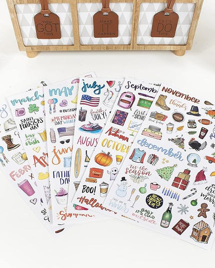 bloom daily planners Holiday Seasonal Planner Sticker Sheets - Vintage Seasonal Sticker Pack - Removable & Repositionable - Over 310 Stickers Per Pack!