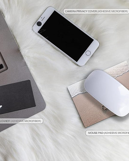 Mouse Pad Adhesive Bottom - Sticks to Any Surface - Portable - Webcam Covers and Screen Cleaner Included (YES You CAN)
