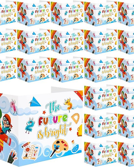 24 Pcs Privacy Boards for Student Desks Bright Colored Classroom Desk Divider Trifold Table Desk Privacy Panel Folders Screen Partition for School Teacher Student Study Test Home(Sky)