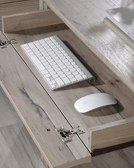 Sauder Palladia Computer Desk with Drawers, Home Office Desk with File Cabinet Storage Drawer, Cable Management, Keyboard Tray, in Split Oak Finish