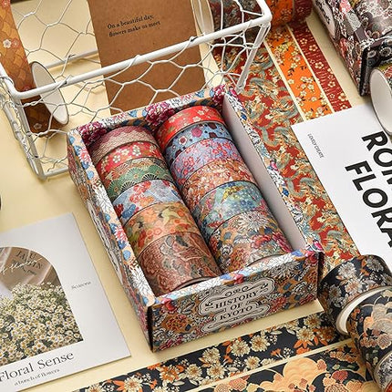 Songdao 12 Rolls Kyoto Charm Washi Tape Set Japanese Arts Adhesive Tapes Geometric Garden Decorative Masking Tape Sets for Craft, Kids, Scrapbook, DIY, Gift Wrapping (Incense & Fireworks)