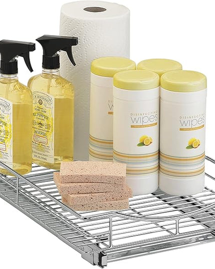 LYNK PROFESSIONAL® Pull Out Cabinet Organizer, 14" x 21" Slide Out Drawers for Kitchen Cabinets - Sliding Pull-Out Pantry Shelves – Home Shelf Organizers - Lifetime Ltd. Warranty, Chrome
