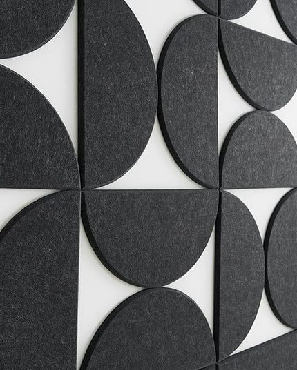 Large Bulletin Board Kit 48x36- Minimalist Wall Art to Replace Your Old Cork Boards for Walls for Office Decor - 24-Pack Semi-Circle Felt Wall Tiles for Home Office Décor (Midnight Black)