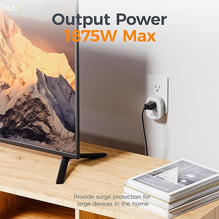 Surge Protector 1050 Joules, TESSAN Single Plug Surge Protector with Protected Light Indicator, 1875W Max Portable Wall Outlet for Appliances, TV, Computer, Refrigerator, Treadmill, Massage Chair