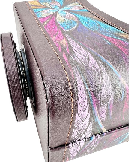 Arniche PU Leather Remote Control Holder,360 Degree Spinning Desk TV Remote Caddy,Desk Organizers and Accessories,for Controller,Media,Mail,Calculator,Mobile Phone,Pen Storage Holder(Pansy)