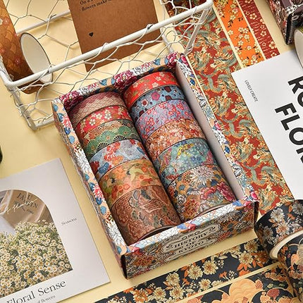Songdao 12 Rolls Kyoto Charm Washi Tape Set Japanese Arts Adhesive Tapes Geometric Garden Decorative Masking Tape Sets for Craft, Kids, Scrapbook, DIY, Gift Wrapping (Incense & Fireworks)