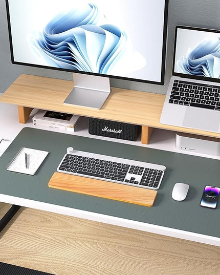 Aothia Leather Desk Pad Protector, Office Desk Mat, Large Mouse Pad, Non-Slip PU Leather Desk Blotter, Laptop Desk Pad, Waterproof Desk Writing Pad for Office and Home (Jungle Green, 31.5" x 15.7")