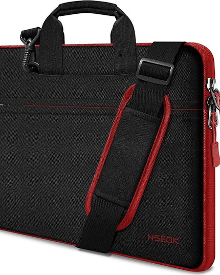 Hseok 17.3 Inch Laptop Shoulder Bag for Most 17.3" Dell Asus HP Lenovo Notebooks,Black & Red