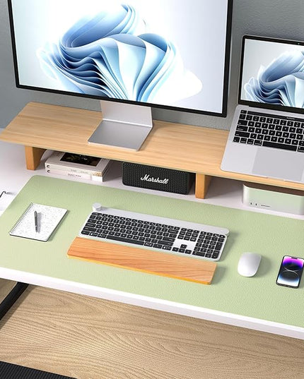 Aothia Leather Desk Pad Protector, Office Mat, Large Mouse Pad, Non-Slip PU Leather Blotter, Laptop Desk Pad, Waterproof Writing Pad for Office and Home (Grass Green, 31.5" x 15.7")