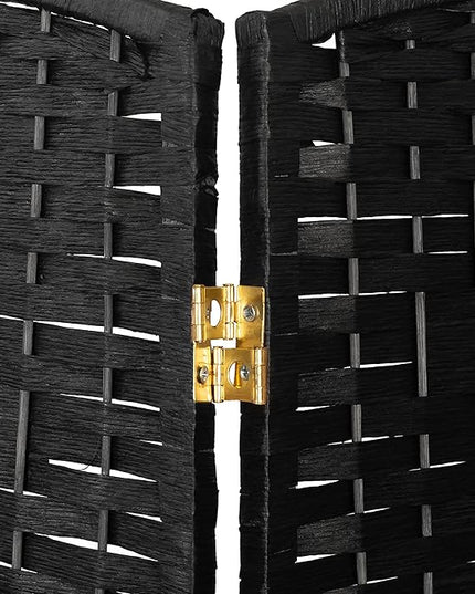Red Lantern 3 ft. Short Diamond Weave Fiber Folding Screen - Black - 8 Panel