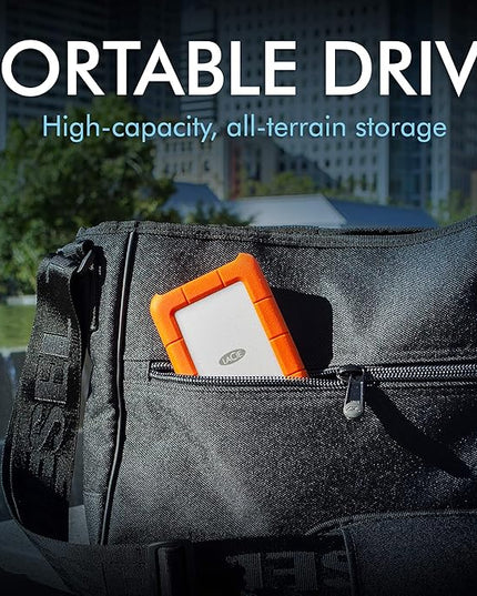 LaCie Rugged USB-C 2TB External Hard Drive Portable HDD – USB 3.0 compatible, Drop Shock Dust Rain Resistant, for Mac and PC Computer Desktop Workstation Laptop, 1 Month Adobe CC (STFR2000800)