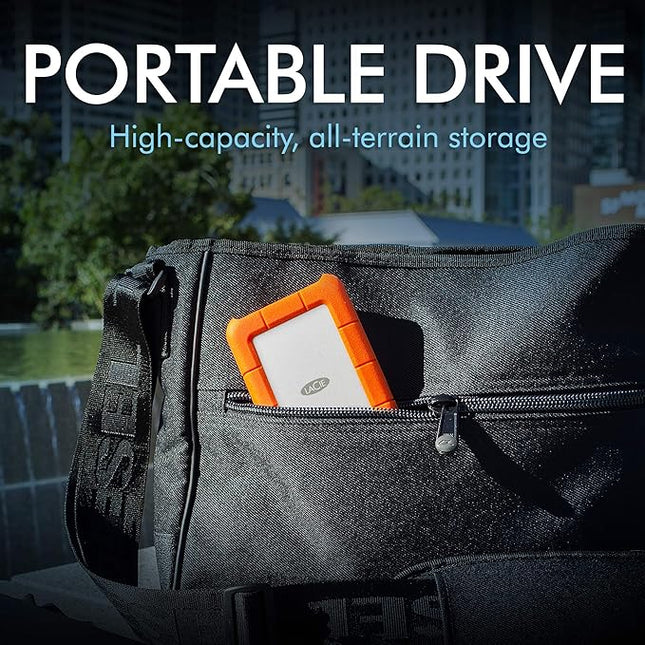 LaCie Rugged USB-C 2TB External Hard Drive Portable HDD – USB 3.0 compatible, Drop Shock Dust Rain Resistant, for Mac and PC Computer Desktop Workstation Laptop, 1 Month Adobe CC (STFR2000800)