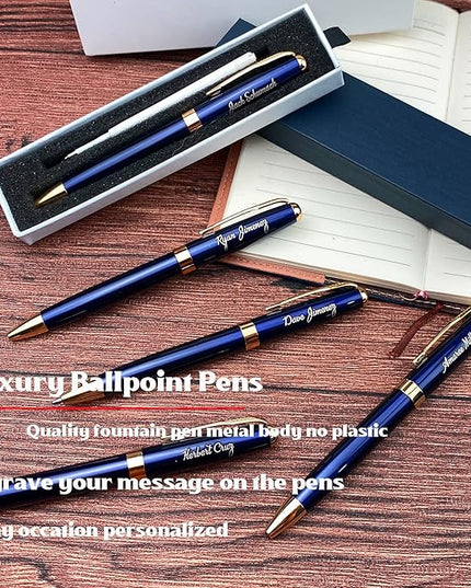 Ancolo Personalized Luxury Ballpoint Pens Writing Set Fancy Nice Gift Pen Set for Friends Executive Business Office - Custom with Your Name or Message with 10 extra Refills